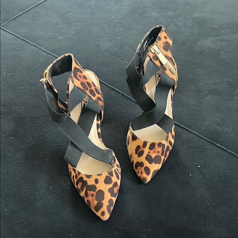 Anne Michelle Leopard Print Brown and Black Heels